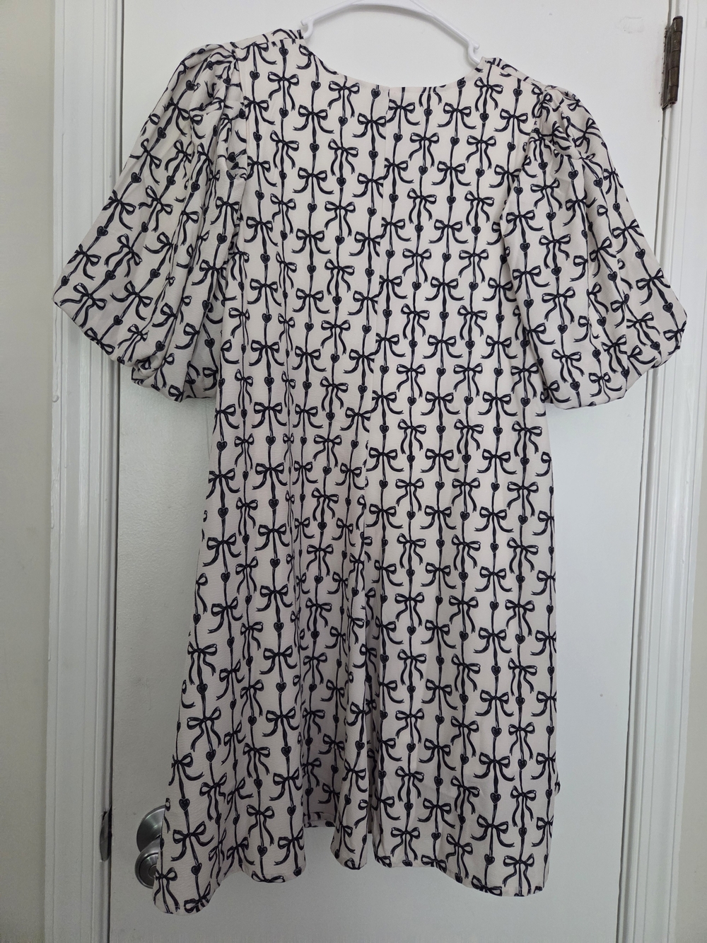 Simply Southern Bow Print Mini Dress Puff Sleeve Bows Size S - Picture 3 of 7